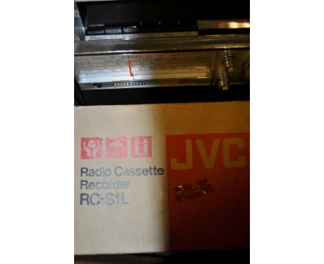 A collection of vintage 20th century radios and cassette recorders to include a boxed JVC RC-S1L, Waltham Solid State 18, Hit