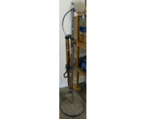 A chromed Art Deco standard lamp together with oxen yokes