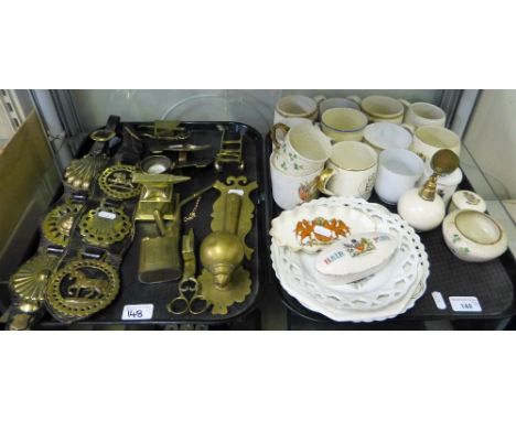 A collection of brassware including horse brasses together with a collection of ceramic royal memorabilia (2)