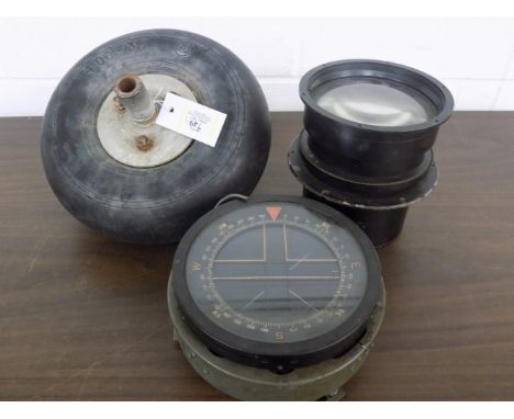 *Aircraft Compass. Military Type P10 aircraft compass,  the black rim stamped TYPE P.10 No 16487 B, the grey casing stamped w