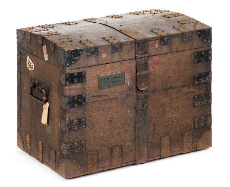 *Campaign Chest. A Victorian Campaign chest belonging to Brigadier-General N.T. Nickalls,  the stained oak chest with brass i