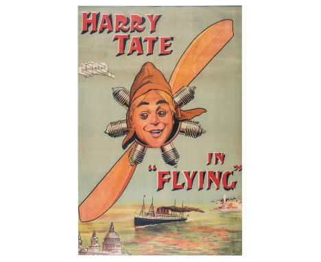 *Poster. An original Edwardian poster for Musical Comedy, starring Harry Tate, circa 1910, depicting Tate in flying helmet ag