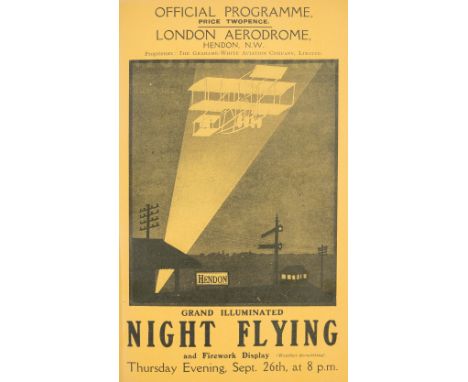 *Hendon. London Aerodrome Hendon Programmes Season 1912, a complete run from April 5, 6 &amp; 8th; Second Meeting April 27; M