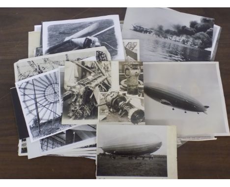 *Zeppelin photographs. An assorted group of approximately 40 black & white photographs of German Zeppelins, circa 1916 and la