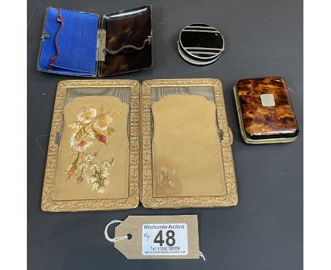 Three Ladies Card Cases And A Silver And Enamel Compact