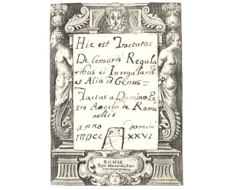 [Manuscripts, Canon Law, Censorship] Romanelli, 1726 UNPUBLISHED MANUSCRIPT ON CENSORSHIPIN ITS CONTEMPORARY VELLUM BINDING  