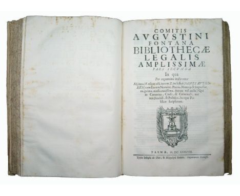 [Law Books Bibliography] Fontana, Bibliotheca, 1688 THE FUNDAMENTAL BIBLIOGRAPHY FOR LAW BOOKS UNTIL 1688AND ONE OF THE FEW B