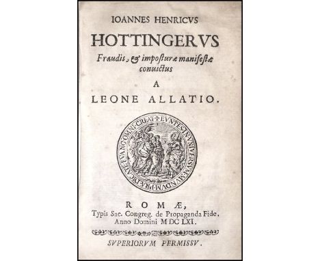 [Churches Agreement] Hottinger 1661 2 COPIES IN USA THE POLEMIC ON THE AGREEMENT BETWEEN WESTERN AND EASTERN CHURCHESPARALLEL