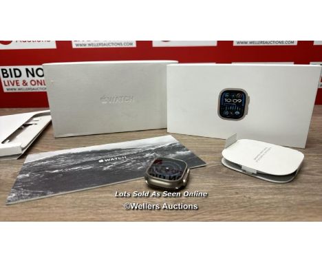 APPLE WATCH ULTRA 2 GPS + CELLULAR, 49MM TITANIUM CASE / MINIMAL SIGNS OF USE / POWERS UP / WITHOUT STRAP / WITH BOX AND POWE