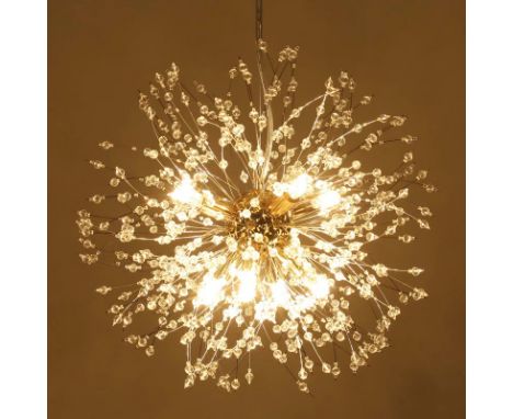 RRP: 66.99 - ETTA AVENUE DANDELION 8-LIGHT SPUTNIK CRYSTAL CHANDELIER STARBURST SUNBURST CEILING LIGHTING FIXTURE FINISH: GOL