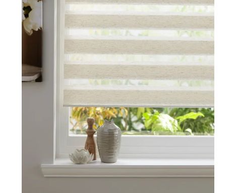 RRP: 42.99 - FERNLEAF TIVERTON ZEBRA DAY AND NIGHT ROOM DARKENING ROLLER BLIND FINISH: CREAM, SIZE: 165 CM L X 120 CM W / APP