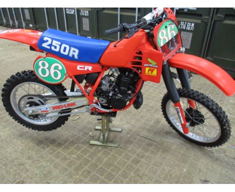 A Honda CR 250 RC 1982, engine number 2404521, chassis no. JH2MF0303CC404080, fully restored with owners manual and paperwork
