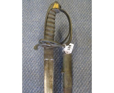 A Victorian 1822 pattern infantry pipe back sword, the hilt with VR cipher and folding guard, shagreen grip with twisted wire