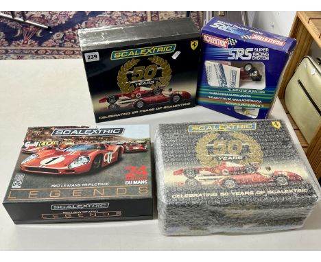 Two models of Scalextric limited edition classic collection, Le Mains triple pack set, and SRS set (4).