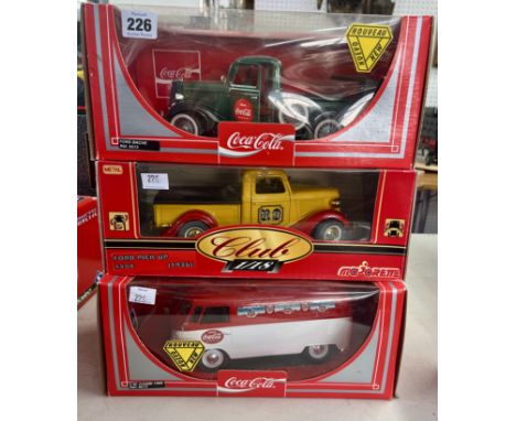 Two Coco-cola diecast vehicles and Majorette 1:18 scale model, boxed (3)