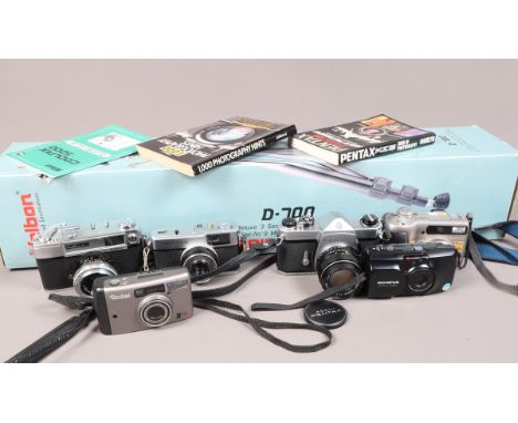 Various Cameras and Accessories, an Asahi Pentax Spotmatic SP SLR with a Super Takumar 55mm f/1.8 lens, compact cameras inclu