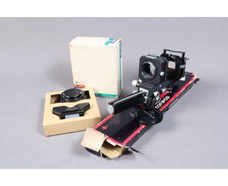 Asahi Pentax Accessories, a Pentax Stereo Adapter 49mm Set, in maker's box, with manual, VG, Auto Bellows, with slide copier,