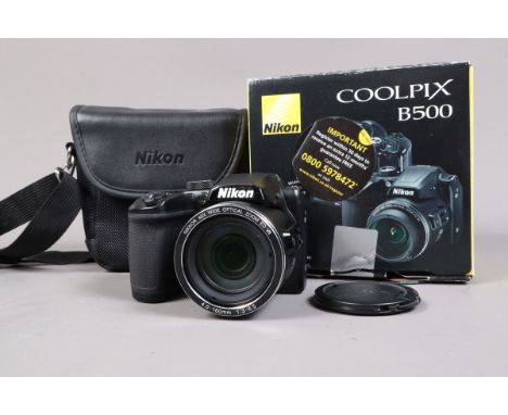 A Nikon Coolpix B500 Digital Bridge Camera, serial no 40012935, powers up, takes a picture, no card, not otherwise tested, wi