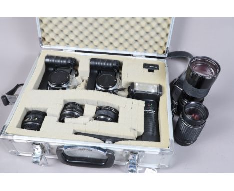 Two Pentax SLR Cameras and Accessories, comprising an ME Super camera body, serial no 3272431, shutter works on 1/125s and B 