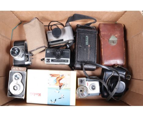 Various Kodak Cameras, a No 1A Pocket Kodak folding camera with case, a No 1A Autographic Kodak Jr, a Brownie Vecta with case