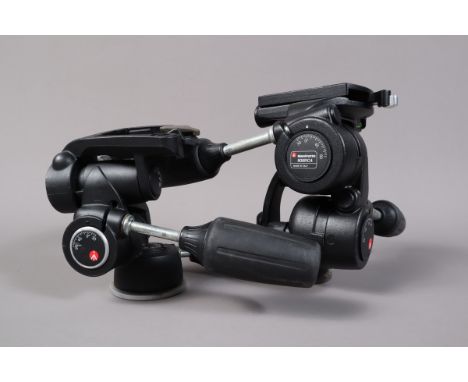 Two Manfrotto Tripod Heads, two three-way heads, a Manfrotto 804RC2 &amp; 808RC4, both move freely, 808RC4 with quick release