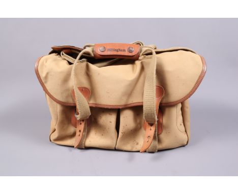 A Billingham Camera Bag, M Billingham, Lye Stourbridge, 40L x 26H x 23W cm, APPROX, two front pockets, two inner pockets, inn