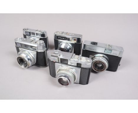 German Rigid 35mm Cameras, comprising an Iloca Rapid II L rangefinder camera, a Zeiss Ikon Tenax Automatic, a Kodak Retina Au