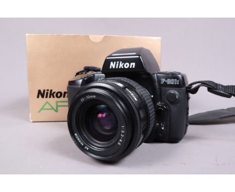 A Nikon F-801s AF SLR Camera, serial no 3354538, body G, shutter working, meter reacts to light, an AF Nikkor 35-70mm f/3.3-4