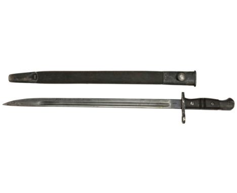 Great Britain. 1913 Pattern Bayonet. American manufacture, by Remington, Dec. 1915. Blackened wooden grip with two incised ce