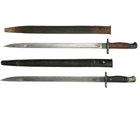 Great Britain. Pair of 1907 Pattern Bayonets. By Sanderson. Wooden grips Maker's mark, date 1907, test mark, acceptance mark,