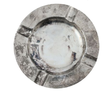 Chinese Silver Ashtray. Republican era. 85 gms. 135.5mm diameter. Two Chinese character hallmarks on bottom. Light tarnish.