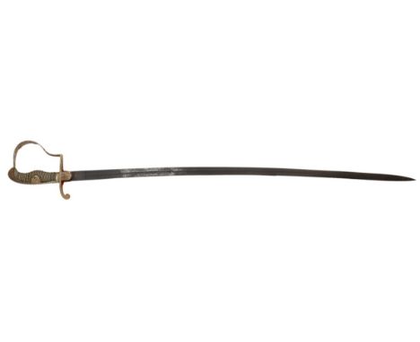Germany. Cavalry Trooper's Sabre. Early 20th Century. By Carl Eickhorn, Solingen. Wire-wrapped grip, 32 ¾" blade, maker's mar