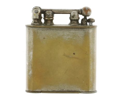 Douglass Lighter. Circa 1926. Menlo Park, California. Brass. Lift arm lighter. Small dent and scratch, but otherwise in good 