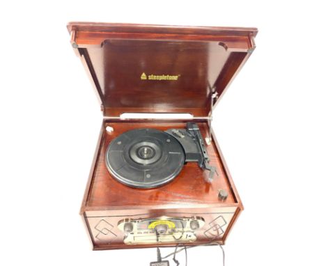 Cased Steepletone record player, untested 