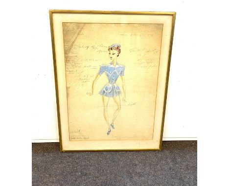 Framed vintage fashion sketch, signed..., approximate frame measurements: Height 25 inches, Width 18.5 inches
