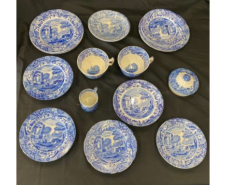 Selection of Spode blue Italian old mark pottery 