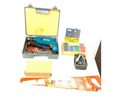 Selection of tools includes black and decker, drill bits etc 