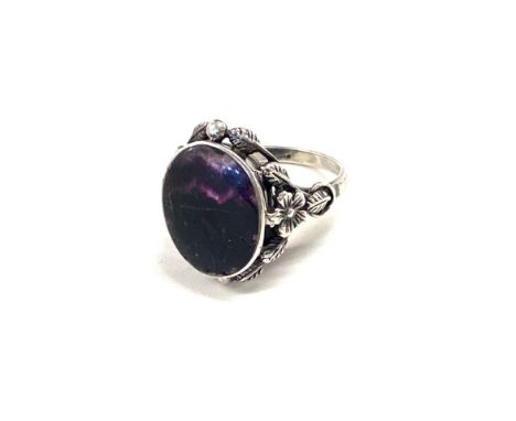 Sterling silver ladies Blue john ring 