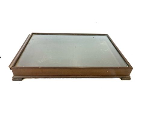 Vintage mahogany sliding drawer showcase cabinet measures approx 18 inches by 12 inches