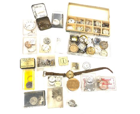 Selection of vintage mechanical watch movements and parts