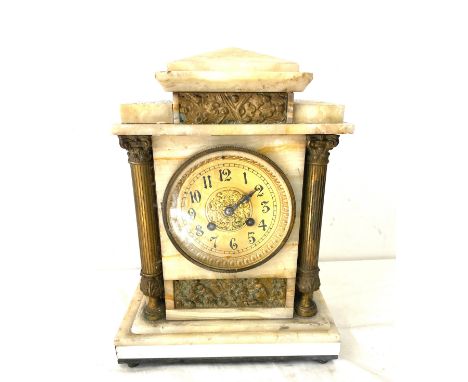 Vintage 2 key hole Marble mantel clock in 3 separate pieces