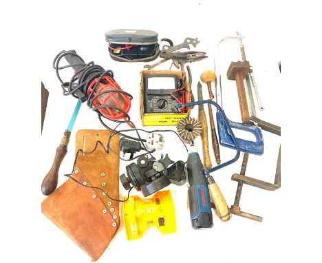 Selection of assorted tools includes saws, drill etc 