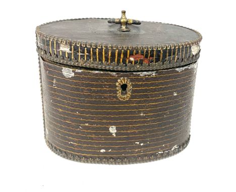Rare 18th century antique tea caddy engine turned (painted) Height 8.5cm