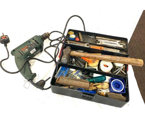 Tool box with conents, Bosch drill etc, all untested 