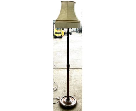 Oak standard lamp, overall height with shade 74 inches