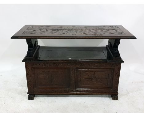 20th century oak monk's bench