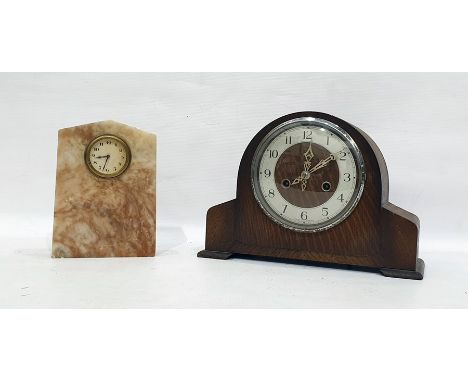 Mid 20th century Enfield mantel clock in oak case and another mantel clock in marble case (2) 