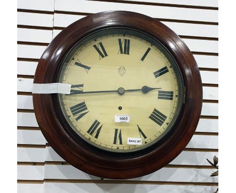 Early 20th century wall clock, the circular painted dial with Roman numerals and inscribed for 'The British United Clock Comp