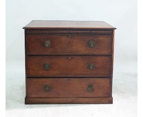 19th century mahogany bachelor's chest with moulded edged top above brushing slide, three long drawers, the whole raised upon