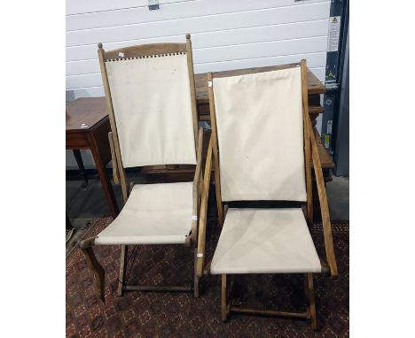 Two vintage folding garden lounger chairs (2) 